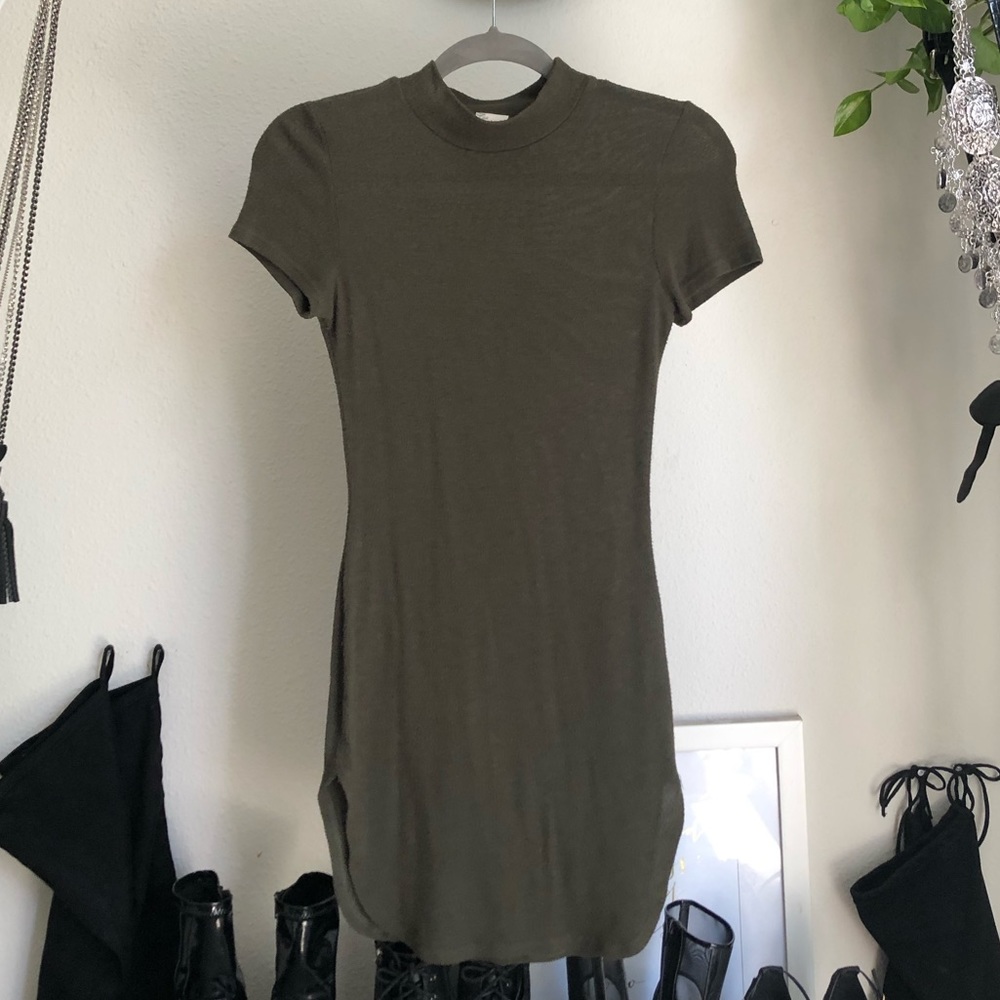Olive Green T-Shirt Bodycon Dress